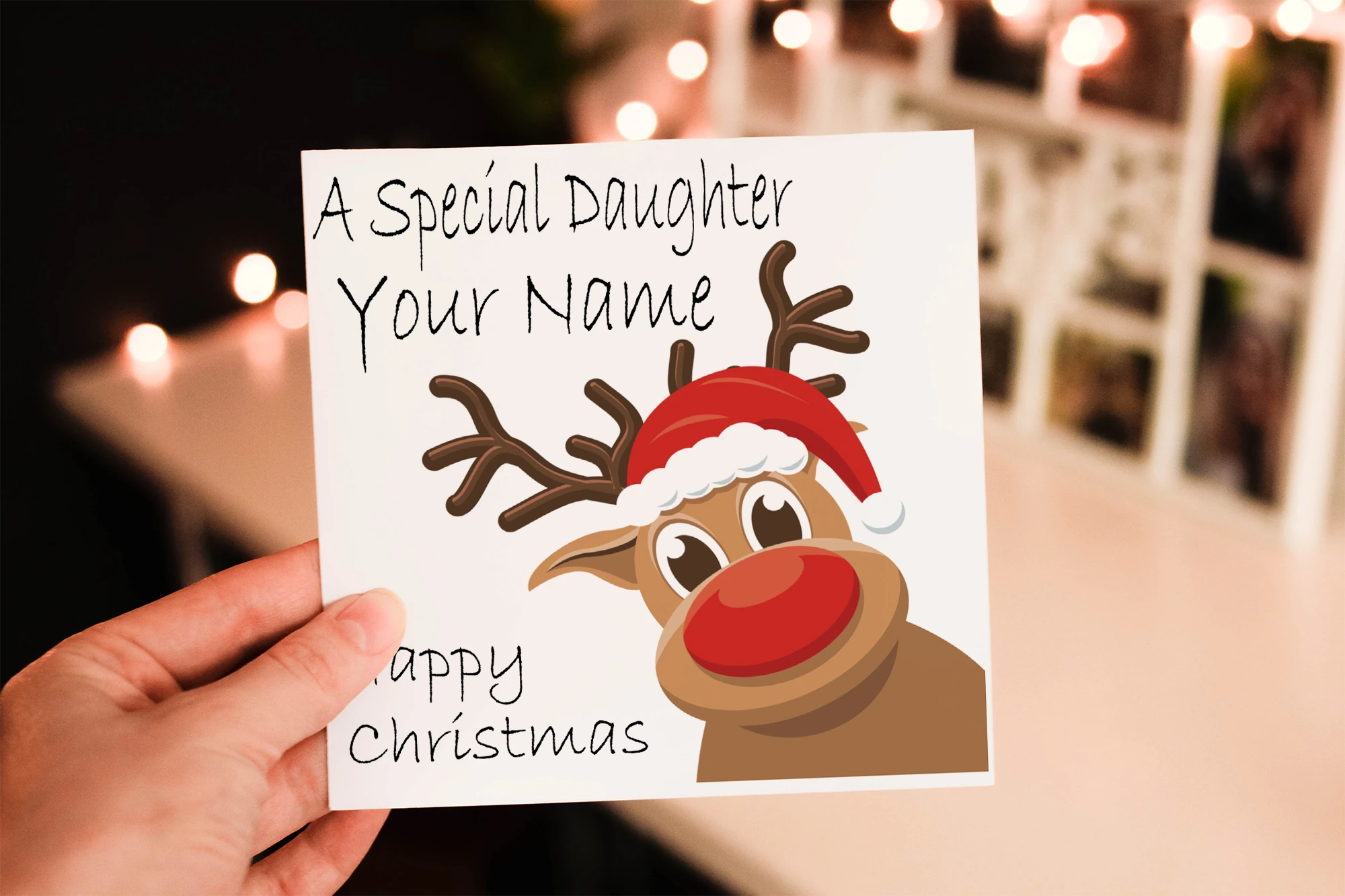 Special Daughter Rudolf Christmas Card, Daughter Card